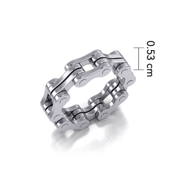 Bike Chain 14 Karat Solid White Gold Ring WTR183